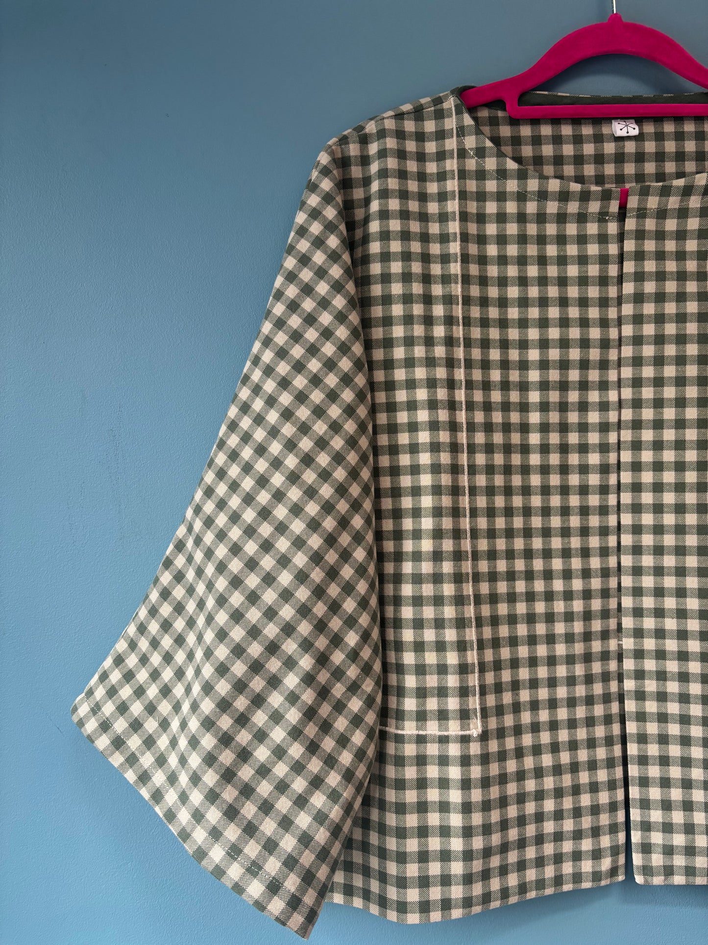 Repurposed tablecloth jacket
