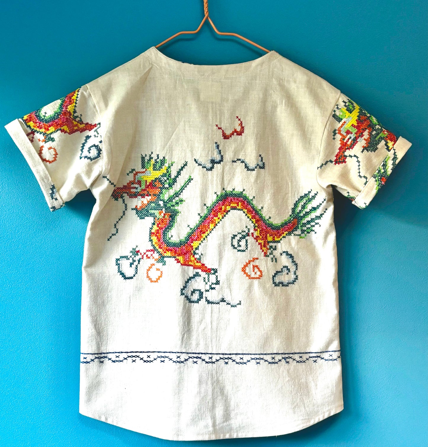 Embroidered vintage linen shirt