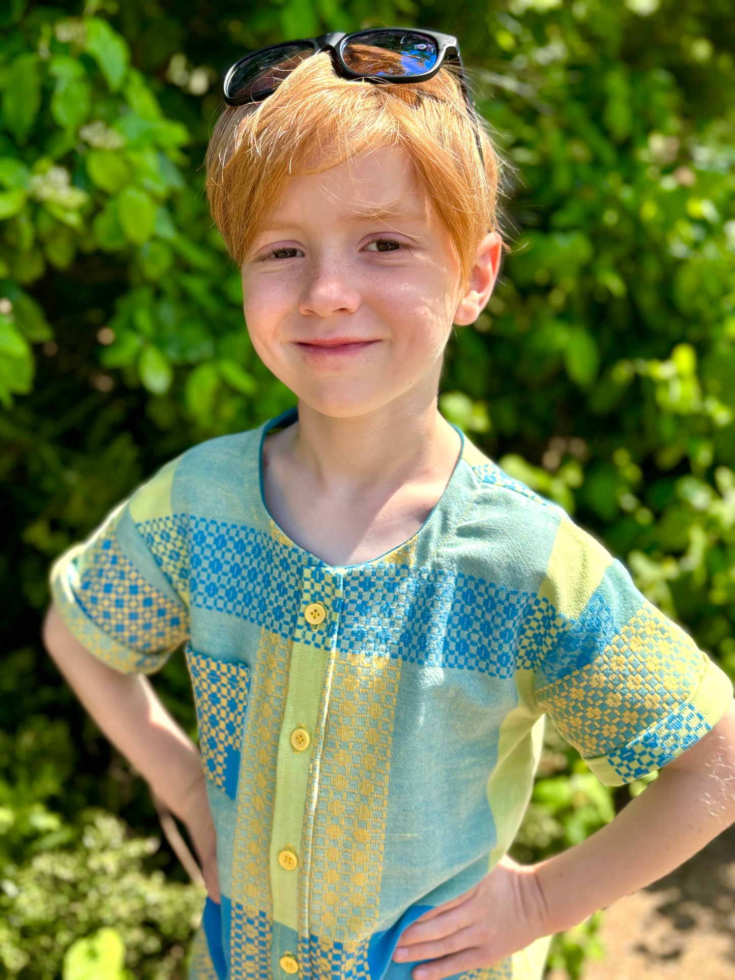 Vintage woven tablecloth shirt