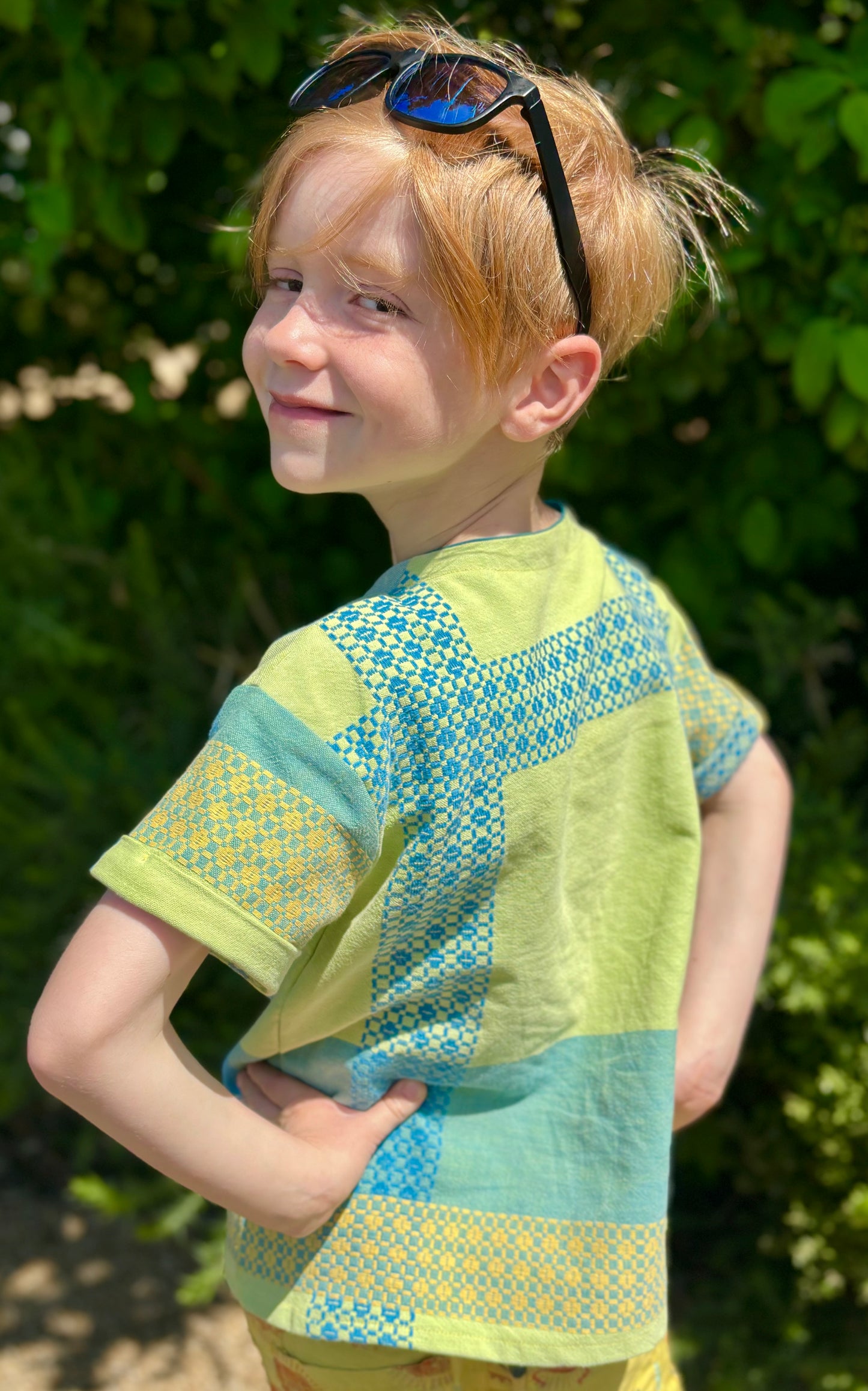 Vintage woven tablecloth shirt
