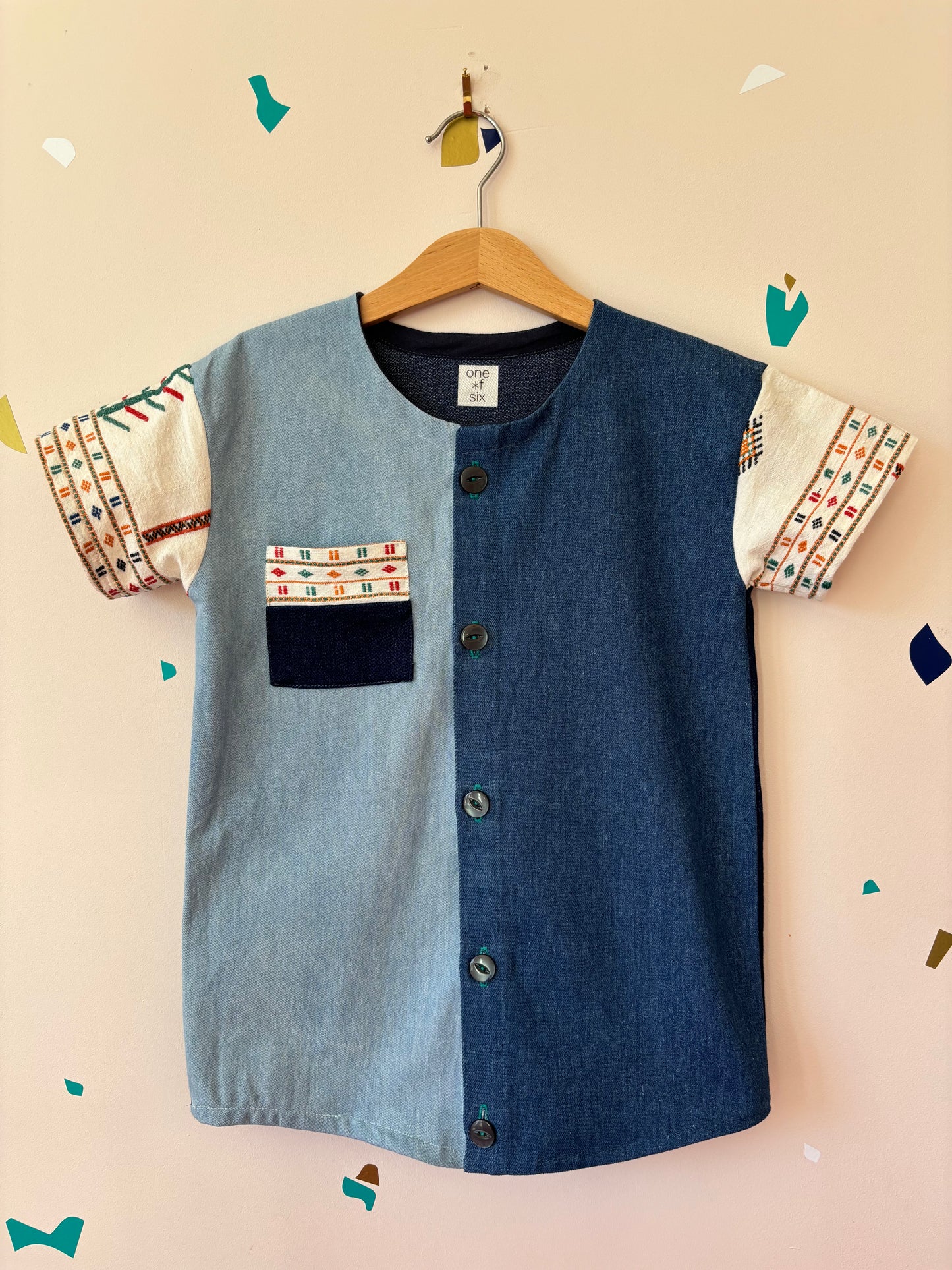 Denim shirt with vintage embroidery