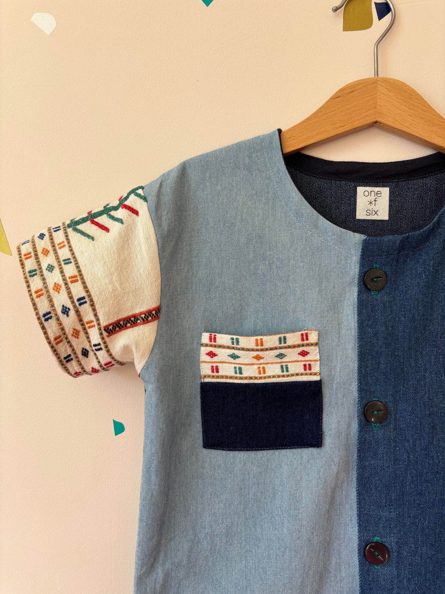 Denim shirt with vintage embroidery