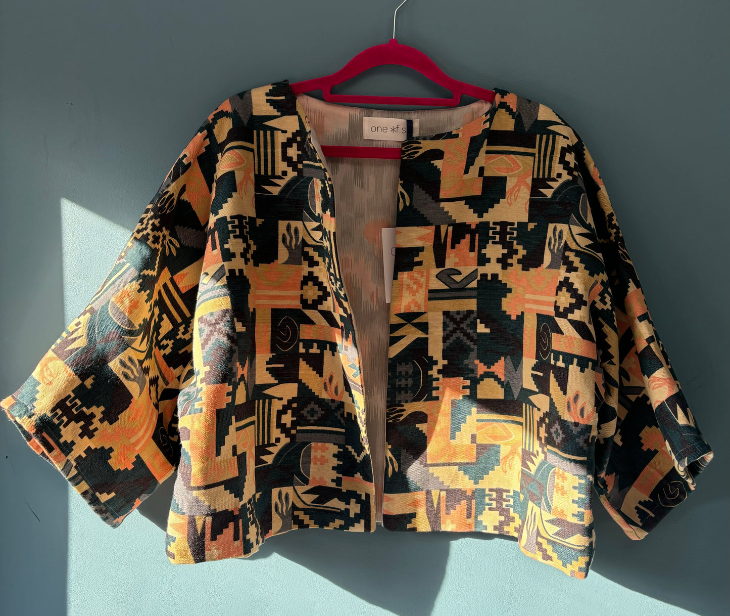 Vintage fabric cropped jacket
