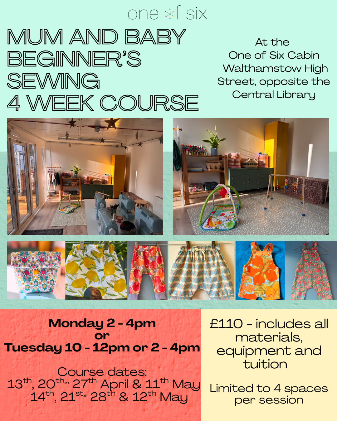 Mum and baby sewing lessons - April/May