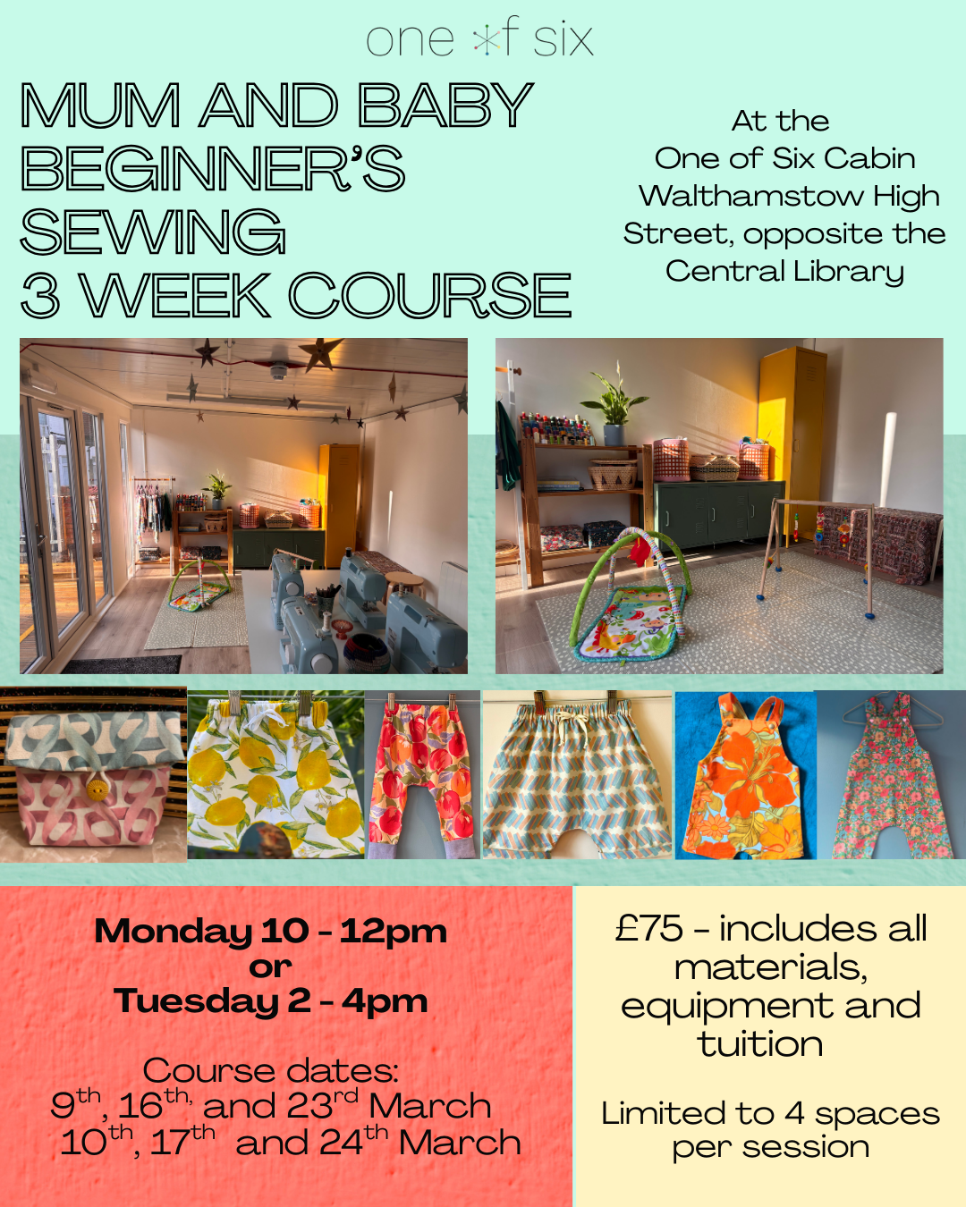 Mum and baby sewing lessons - 3 week course