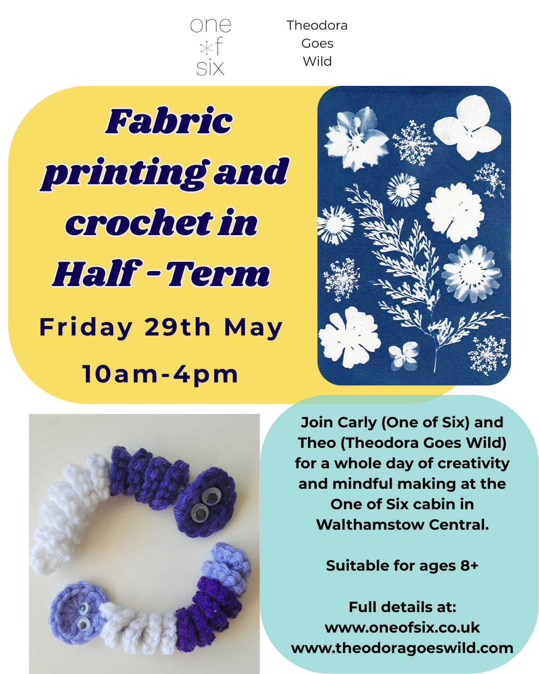 Fabric printing and crochet in Half-Term