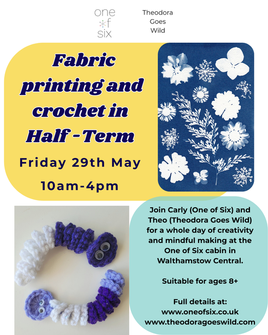Fabric printing and crochet in Half-Term