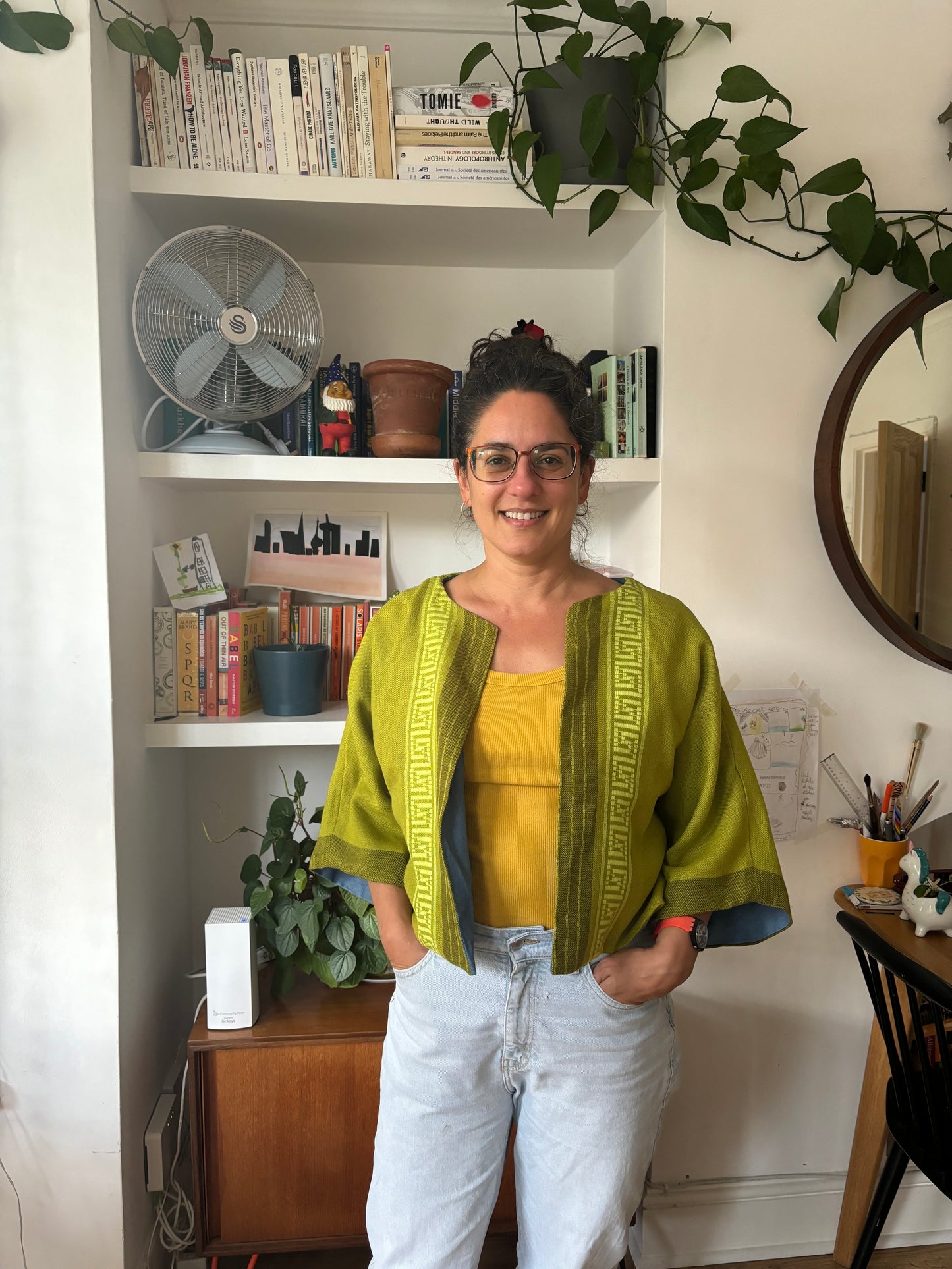 Mid-Century woven tablecloth jacket
